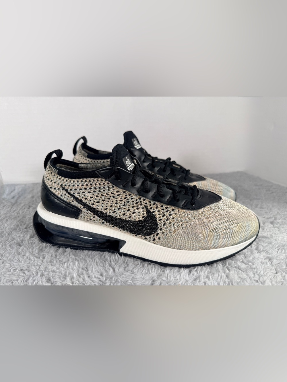 Nike Air Max Flyknit Racer Sesame Black Running Shoes FD2285-200 Women’s Sz 9